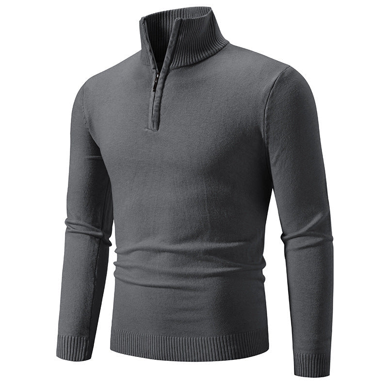 2023 Men's Plus Size Fleece Zip Mock Neck Sweater - rich route empire
