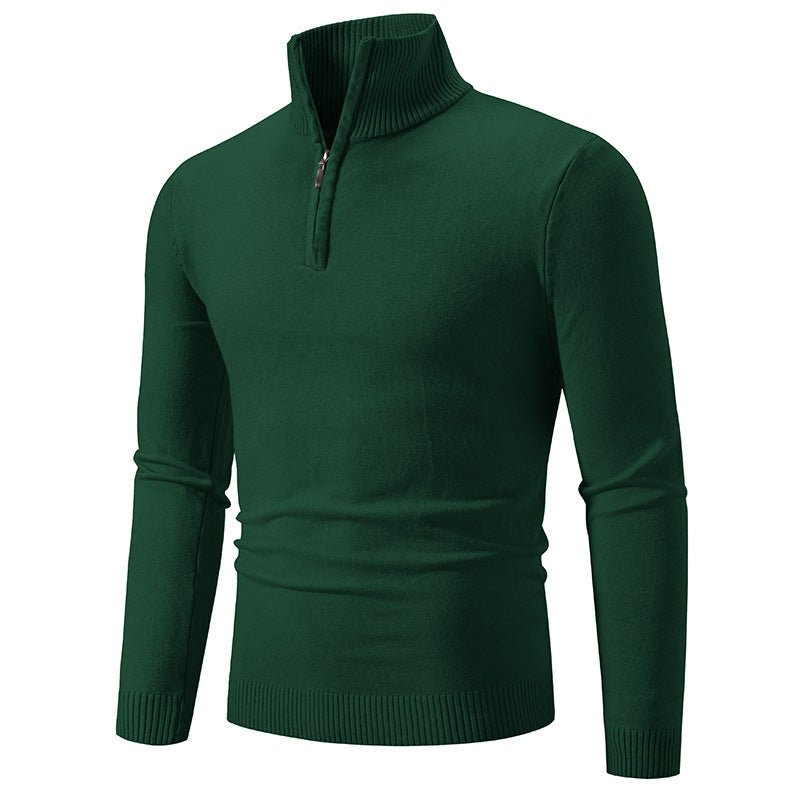 2023 Men's Plus Size Fleece Zip Mock Neck Sweater - rich route empire