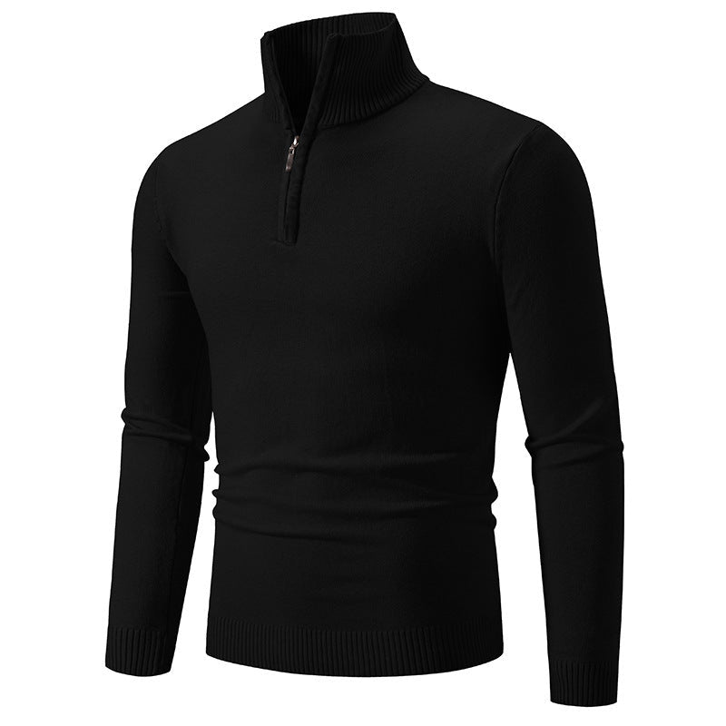 2023 Men's Plus Size Fleece Zip Mock Neck Sweater - rich route empire