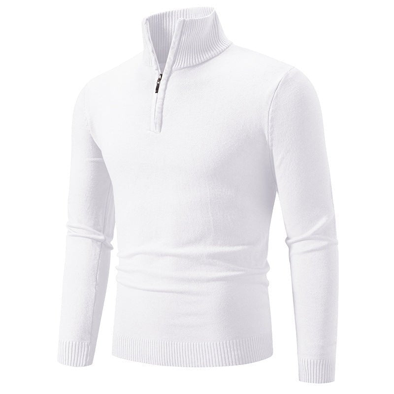2023 Men's Plus Size Fleece Zip Mock Neck Sweater - rich route empire