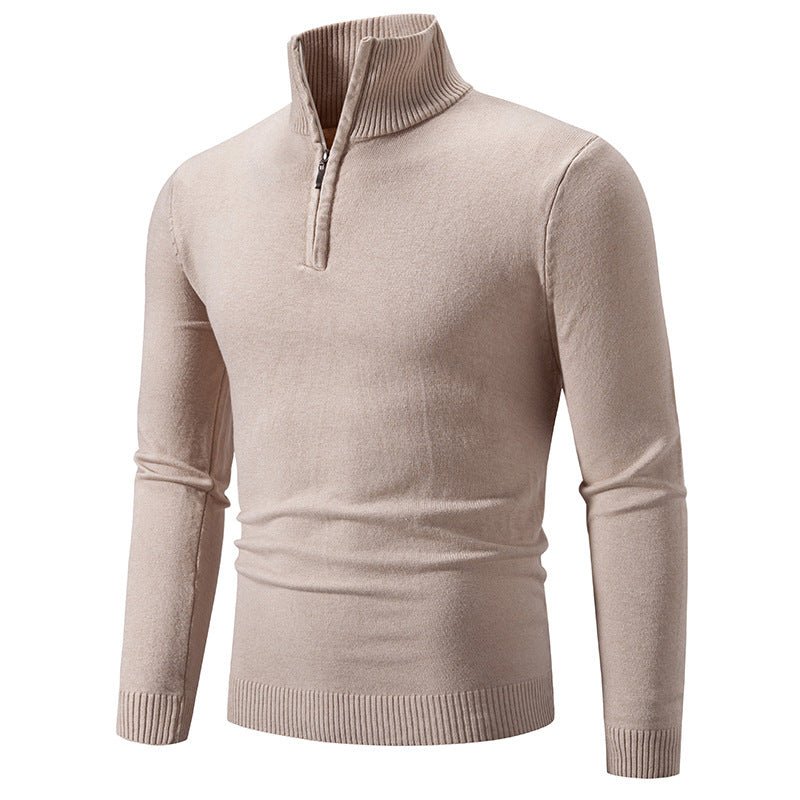2023 Men's Plus Size Fleece Zip Mock Neck Sweater - rich route empire
