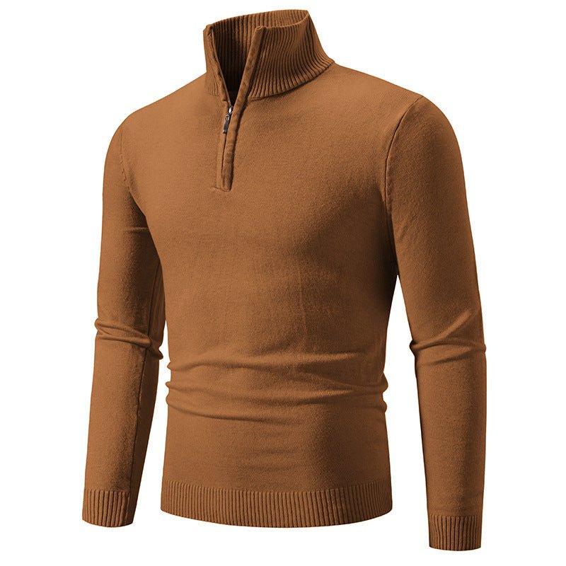 2023 Men's Plus Size Fleece Zip Mock Neck Sweater - rich route empire