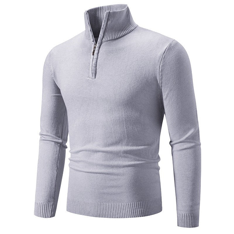 2023 Men's Plus Size Fleece Zip Mock Neck Sweater - rich route empire