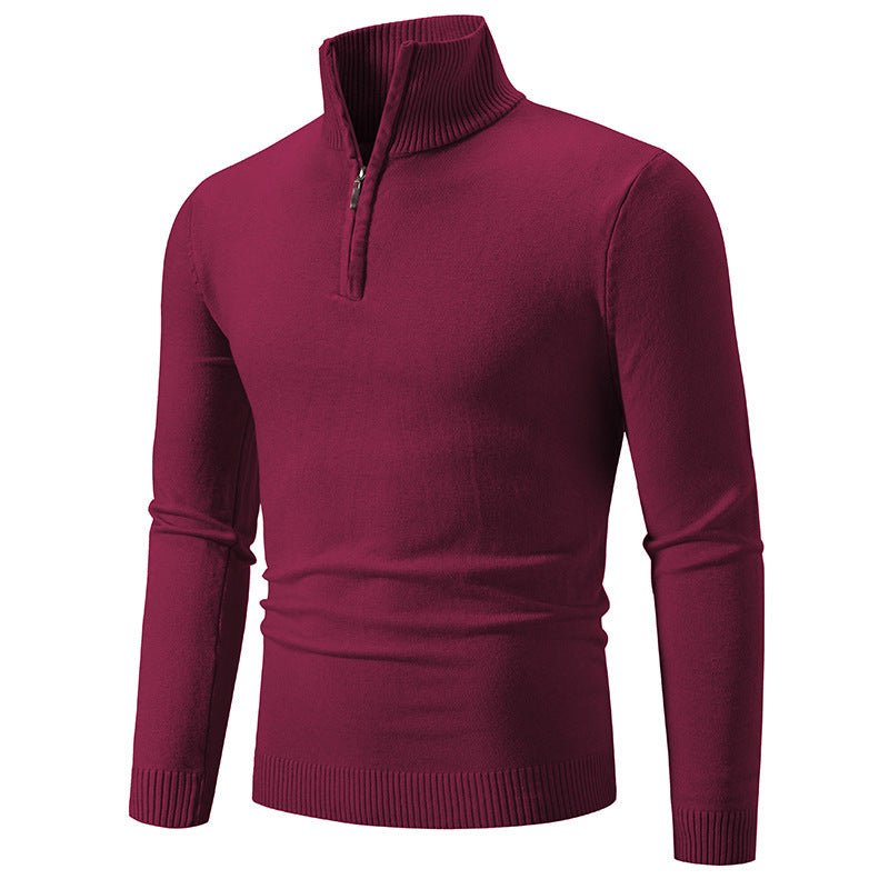 2023 Men's Plus Size Fleece Zip Mock Neck Sweater - rich route empire
