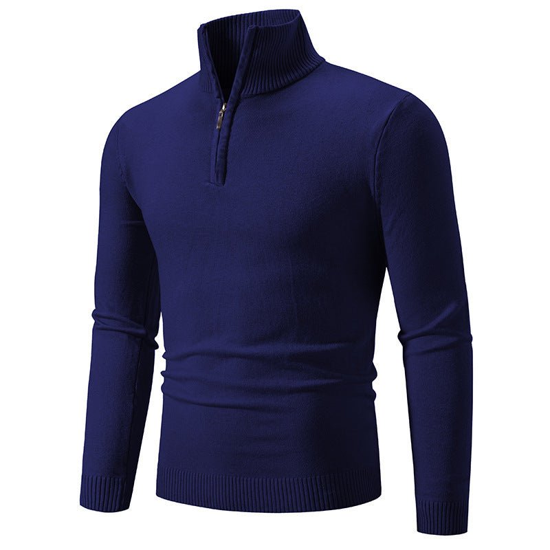 2023 Men's Plus Size Fleece Zip Mock Neck Sweater - rich route empire