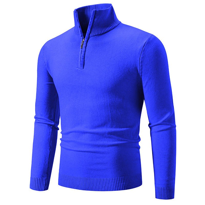 2023 Men's Plus Size Fleece Zip Mock Neck Sweater - rich route empire