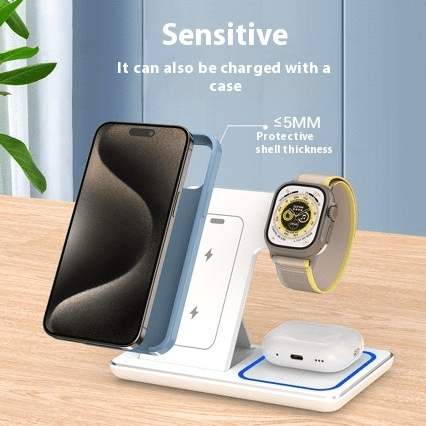 3 In 1 LED Fast Wireless Charger Stand Foldable Charging Station - rich route empire